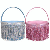 2025 enfants panier de Pâques mignon paillettes Tutu décoré cadeau panier sac à main pour oeufs Portable stockage Festival fête décorations