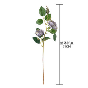 Roses artificielles CallaFloral, branche unique, gris et violet foncé, pour la décoration intérieure, bouquets, décorations d'allée - Product Image 4