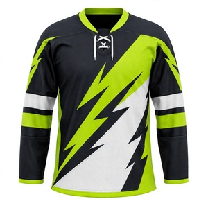 Maillot de hockey sur glace unisexe sublimé à manches longues, col en V, anti-humidité, imprimé géométrique, personnalisable sur le devant, vêtement de sport - Product Image 1