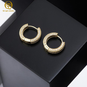 Pendientes de Aro Unisex de Oro Platino 10k 14k 18k con Diamantes de Laboratorio Totalmente Engastados, Estilo HipHop, para Punk Rock y Rapper - Product Image 4