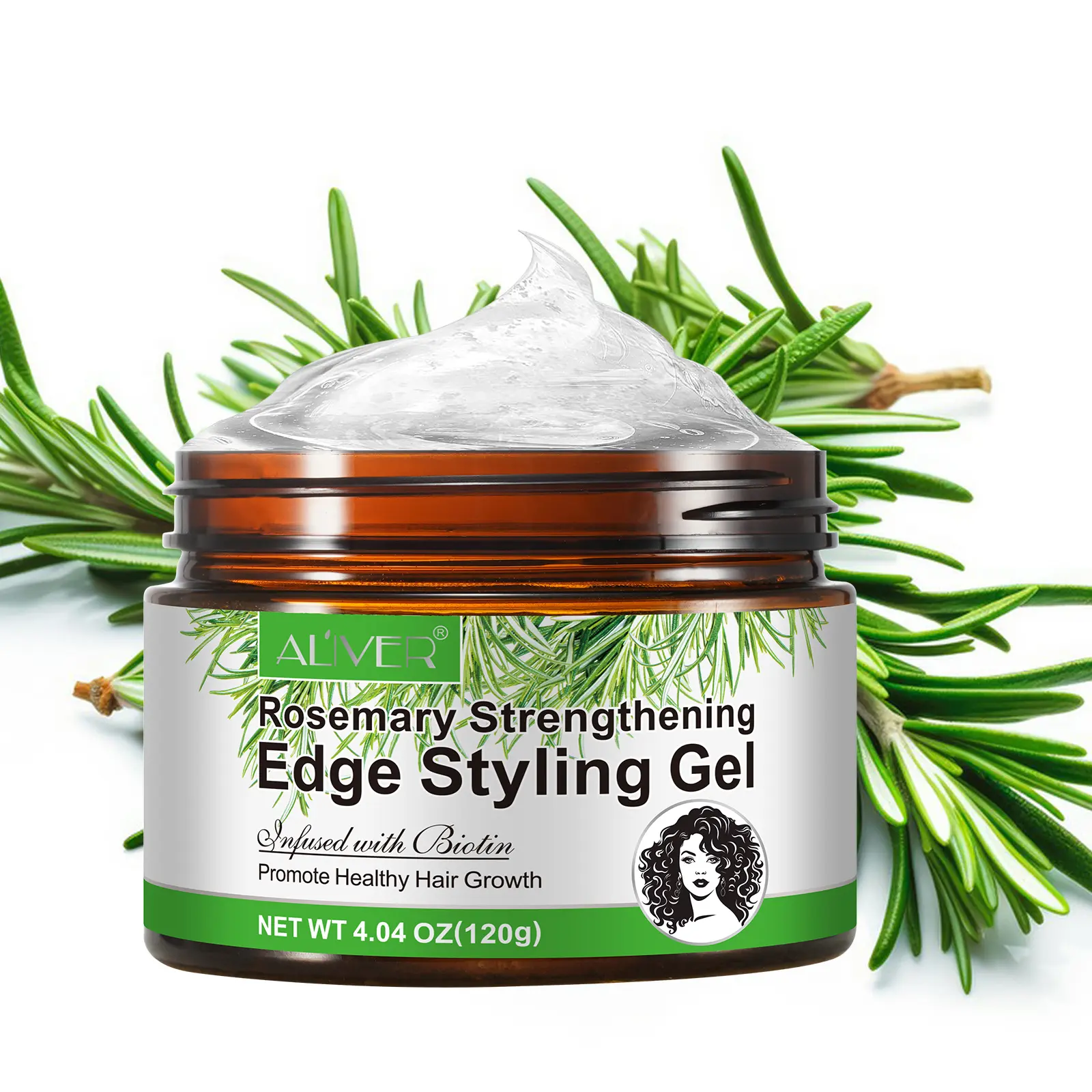 Private Label 120g Women Hair Styling Products Rosemary Mint Strengthening Edge Control Gel with Coconut Oil Biotin