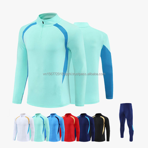 ชุดวอร์มฟุตบอลพิมพ์ลายแบบซิปครึ่งตัว แขนยาว สำหรับฤดูใบไม้ร่วงและฤดูหนาว ป้องกันรังสียูวี แห้งเร็ว ระบายอากาศได้ดี ผลิตจากผ้าถัก - Product Image 2