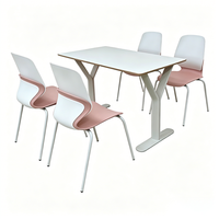 Ensemble de table et chaises de salle à manger en plastique, durable, écologique, design minimaliste, 4 places, facile à nettoyer, couleurs personnalisables, hôpitaux