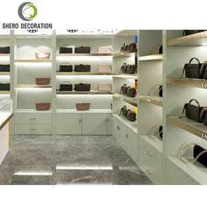 Mueble de Exhibición de Bolsos de Estilo Moderno, Vitrina de Exhibición de Bolsos Personalizada, Diseño de Exhibición de Tienda con Estantes de Metal para Bolsos - Product Image 4