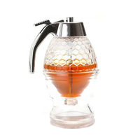 Pot de stockage de miel portable bouteille goutte à goutte 8oz distributeur de miel en verre sans goutte bouteille de presse de sirop de stockage en verre transparent