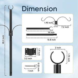 Poteaux de lumière de chaîne 2.8FT <span class=keywords><strong>poteau</strong></span> de lampe de style de vacances en plein air pour accrocher des mangeoires d'oiseaux <span class=keywords><strong>terrasse</strong></span> cour clôture tige de support de fil - Product Image 3