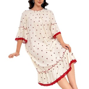 Pigiama <span class=keywords><strong>da</strong></span> donna <span class=keywords><strong>taglie</strong></span> forti SMOOTH, nuovo stile primavera/estate, con bordo in pizzo, <span class=keywords><strong>camicia</strong></span> <span class=keywords><strong>da</strong></span> <span class=keywords><strong>notte</strong></span> con fiori di ciliegio - Product Image 5