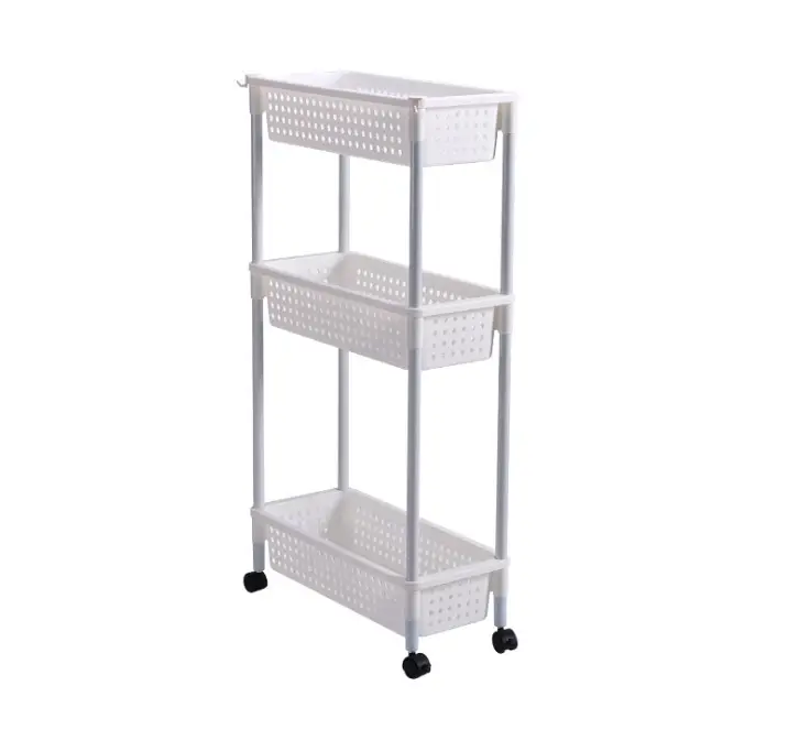 3 Tier Bathroom Cart Organizer Slide Out Storage Mobile Shelving Unit Organizer with Casters Wheels for Bathroom Kitchen Laundry