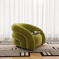 Fauteuil d'appoint moderne incurvé, canapé individuel au design ondulé unique, fauteuil de loisirs artistique en tissu pour salon et décoration d'hôtel