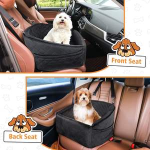 Asiento elevador lavable desmontable para perros con bolsillos de almacenamiento y cinturón de seguridad, cama de viaje para mascotas, asiento de coche para perros pequeños y medianos - Product Image 6