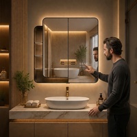 Miroir Magique Intelligent à Écran Tactile avec Bande LED Écologique 3000K-6000K pour Salon Moderne, Salle de Bain, TV, Armoire IP65, Appartement de Luxe