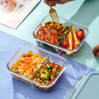 Boîte à lunch en verre hermétique, anti-fuite, sans BPA, de qualité alimentaire, pour la préparation des repas au bureau, à l'école, en pique-nique, pour le stockage des aliments