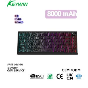 Clavier mécanique de jeu OEM ODM personnalisé avec montage sur joint, RGB, gravure laser latérale, PBT ABS double injection, tri-mode, hot-swap et bouton rotatif - Product Image 2
