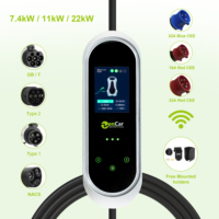 Chargeur de voiture électrique portable intelligent Zencar 22kW/11kW/7kW TUV EVSE avec Wifi APP Contrôle à distance Type 1 Type 2 GB/T NACS Plug