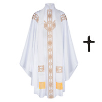 Chasuble de prêtre catholique, robe de messe médiévale, cosplay, vêtement brodé, robe de prêtre vintage, robe ample, cape
