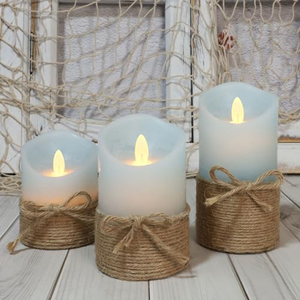 Bougie LED sans flamme en cire véritable avec corde de chanvre, à piles, effet flamme 3D, avec télécommande, pour décoration de Noël - Product Image 5
