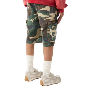 Pantalones Cortos Cargo de Mezclilla de Algodón con Camuflaje Retro Desgastado de Alta Calidad para Hombre, con Múltiples Bolsillos con Cremallera, Estilo Holgado y Personalizado - Product Image 4