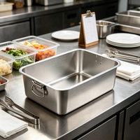 Bac alimentaire professionnel en acier inoxydable 304, à poignée profonde, poli, compatible lave-vaisselle, pour restauration rapide, hôtellerie et traiteur