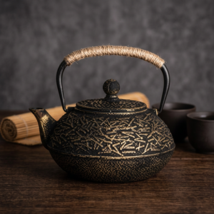 กาน้ำชาโลหะแบบจีนโบราณพร้อมฝาปิดและด้ามจับโลหะ - Product Image 3