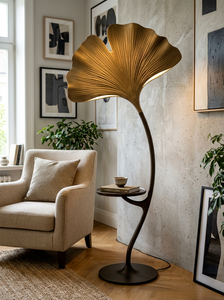 Lampe sur pied Fleur de Lotus Rose, Abat-jour en plastique, Base en feuille verte, Lumière LED douce et chaude, Design moderne, Grande taille, Usage résidentiel - Product Image 3