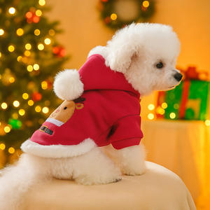 الحيوانات الأليفة دائرة الكرتون طباعة الكرتون الصوفي الصغيرة متوسطة الحجم الكلب الشتاء عيد الميلاد هوديس الملابس بالجملة - Product Image 2