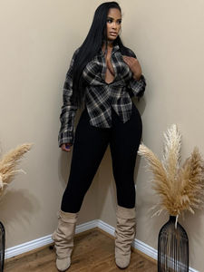 G01720C Autunno 2025 Vendita Calda Camicie e Giacche da Donna con Stampa a Quadri - Product Image 2