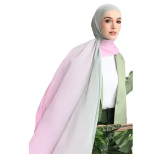 Custom Malaysian Printed Chiffon Shawl Premium Mini Ombre Pleated Chiffon Scarf Muslin Baby Pleats Premium Chiffon Hijab Scarf