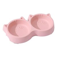 Gamelle double intégrée pour animaux de compagnie avec base antidérapante, motif chat de dessin animé, plusieurs couleurs pastel, pour aliments et eau, pour chats d'intérieur et petits animaux