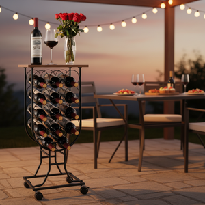 Casier à <span class=keywords><strong>vin</strong></span> en métal mobile sur pied pour cuisine, salle à manger, bar à domicile, hôtel, villas, supports de <span class=keywords><strong>rangement</strong></span> pour comptoir - Product Image 4