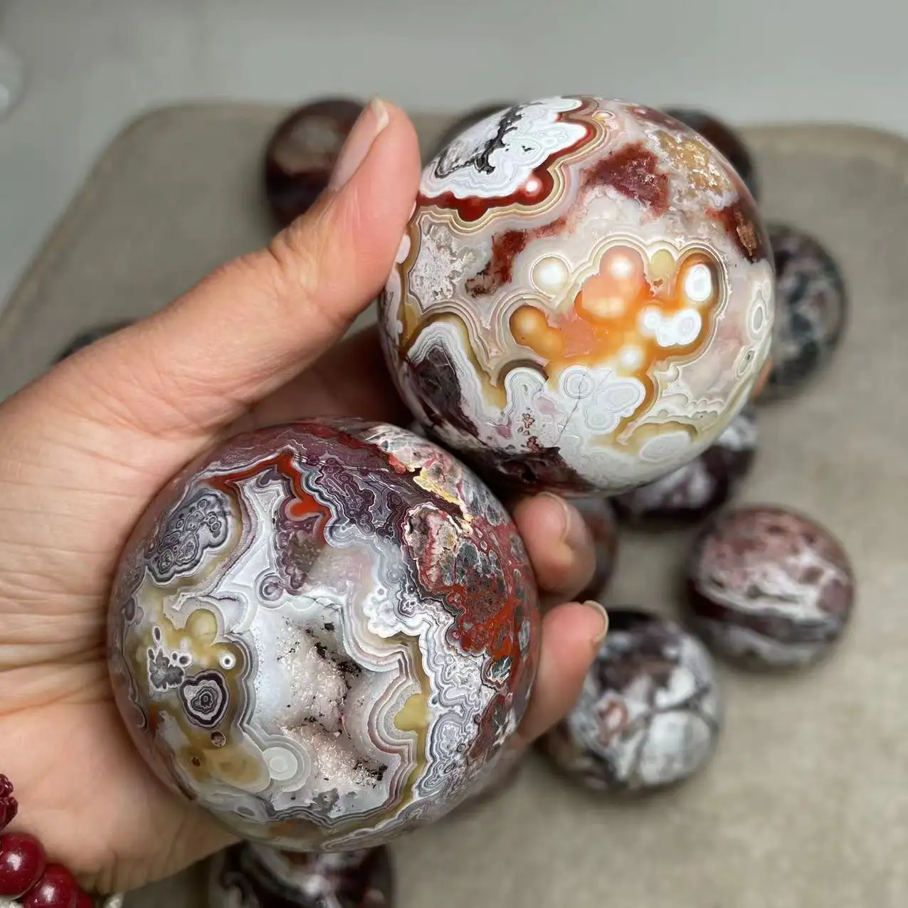 Crazy Lace Agate Sphere Wholesale Natural Crystal Stone Mexico Agate Sphere Crystal Balls For Healing