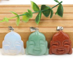 Kalung jimat keberuntungan liontin Buddha ukir Quartz mawar alami untuk pria wanita hadiah perhiasan penyembuhan Spiritual - Product Image 1
