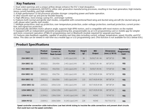 Contrôleur de vitesse sans balais 85A ESC SBEC G2 3-8S Lipo avec BEC 6V/8A XT90 programmable pour avions RC, drones FPV à aile fixe - Product Image 6