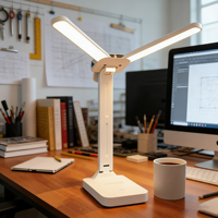 Lampe de bureau LED tactile pliable à double tête moderne, lampe de lecture et veilleuse rechargeable, multifonctionnelle pour dortoir