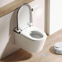 Siège de toilette intelligent mural de style moderne avec bidet intégré, chasse d'eau automatique, toilettes électriques intelligentes murales