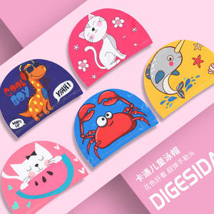 Gorro de natación de dibujos animados para niños, poliéster, impermeable, protección para los oídos, cómodo y elástico, unisex - Product Image 1