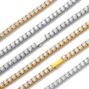 Pulsera <span class=keywords><strong>de</strong></span> Tenis Clásica <span class=keywords><strong>de</strong></span> Acero Inoxidable con Baño <span class=keywords><strong>de</strong></span> Oro Real <span class=keywords><strong>de</strong></span> 14K y 18K y Circonita Cúbica 5A, Joyería <span class=keywords><strong>de</strong></span> <span class=keywords><strong>Moda</strong></span>, Regalo Moderno para Mujeres y Hombres - Product Image 4