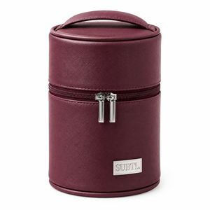 Factory Custom PU Leather Cylinder Cosmetic Bag Portable Travel Beauty Organizer Makeup <b>Storage</b> Case - Product Image 1