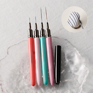 Pinceau ultra long à pointe fine pour nail art, stylo de dessin à tube métallique avec capuchon pour la peinture décorative au gel - Product Image 4