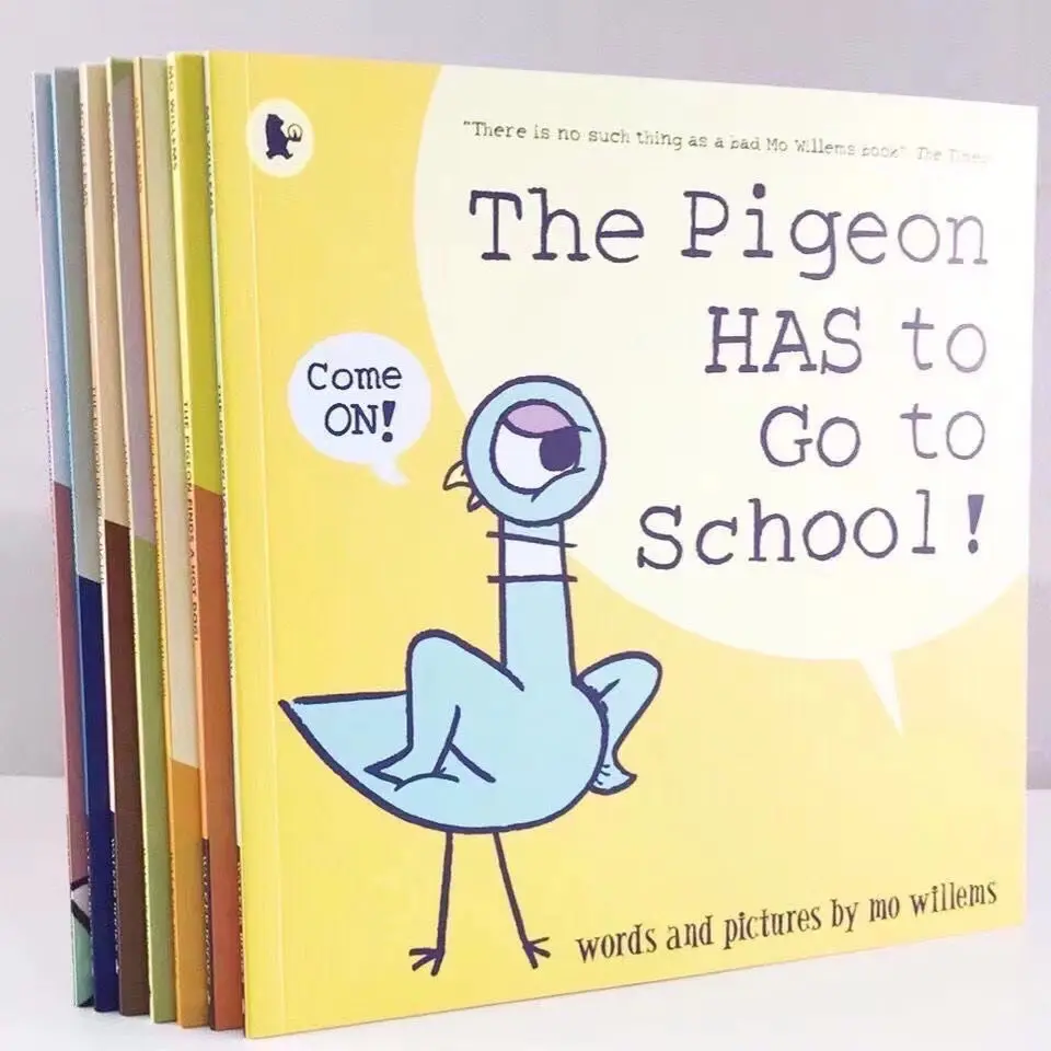 7 Volumes Inglês Picture Books Pigeon Drive the Bus Early Educational Short Story Books for Toddlers Kids Children