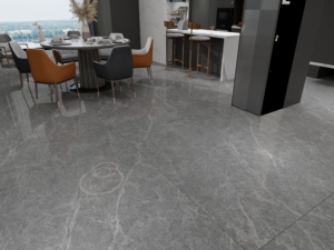 Hochglänzende Hellgraue 3200*1600mm Kunststein-Platten Gesinterte Steinoptik Bodenfliesen Polierte Porzellan-Hintergrundfliesen - Product Image 4