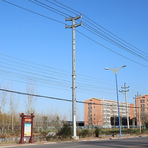 Poteau électrique en acier Q355B galvanisé à chaud de marque Xinyuan certifié ISO, 110 kV 33 kV, 9 m 10 m, poteau tubulaire de transmission d'énergie - Product Image 1