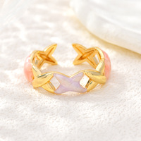 JS22 Verguld Stervormige Holle Emaille Ring Multicolor Verstelbaar Open Dames Mode Stapelbare Vinger Ringen