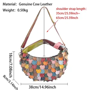 กระเป๋าถือหนังแท้ AndoBag ขนาดใหญ่ ตกแต่งด้วยการเย็บสีสันลายดอกไม้ กระเป๋าสะพายข้างสไตล์วินเทจสำหรับผู้หญิง รุ่น 3110 - Product Image 2