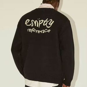 Pull en tricot à motif de marque OEM et ODM avec LOGO personnalisé Pull en coton long à col rond en jacquard floral - Product Image 2