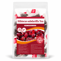 Sachets de thé Hibiscus Rouge Rubis Pur à base de fleurs de Roselle, sans caféine, infusion chaude, antioxydant naturel, infusions de plantes en pyramide, vente en gros, 60g