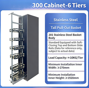 High <strong>Cabinet</strong> Kitchen Organizer Tempered Glass Pull Shelves Aluminum Frame Built-in <strong>Pantry</strong> Larder Storage in <strong>Cabinets</strong> - Product Image 4