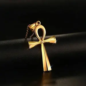 RFJEWEL Moda in acciaio inox croce collane per Le Donne 18K PVD oro di colore di vendita Calda collane Gioielli