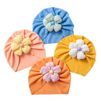 Gorro de Bebé con Diseño Floral de Cinco Pétalos, Turbante de Algodón, Gorro Suave para Bebés, Decoración para Uso Diario