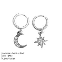 Boucles d'oreilles pendantes asymétriques soleil et lune en acier inoxydable 316L plaqué or PVD 14k 18k, serties de diamants taille marquise, vente en gros