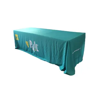 Custom Logo Printed Fabric Table Cover Elastic Spandex Table Cloth For Event Display Advertising